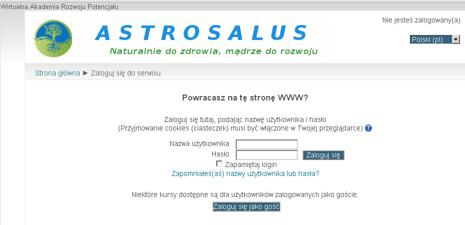 Logowanie do kursu online